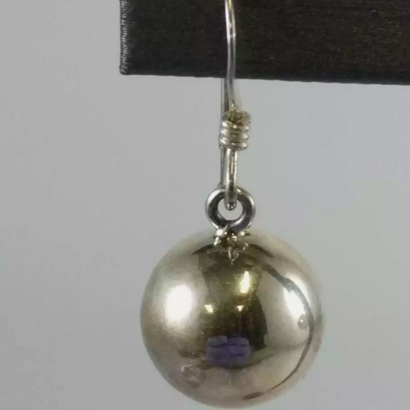 VTG Mexico STERLING SILVER BALL EARRINGS .925 - Picture 2 of 7